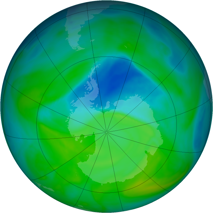 Antarctic ozone map for 06 December 2004